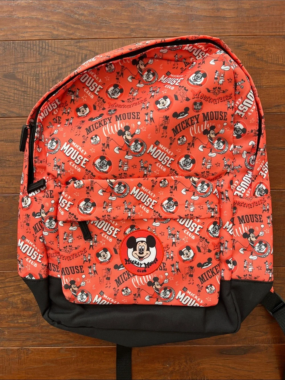 Red Mickey Mouse Club Printed Backpack